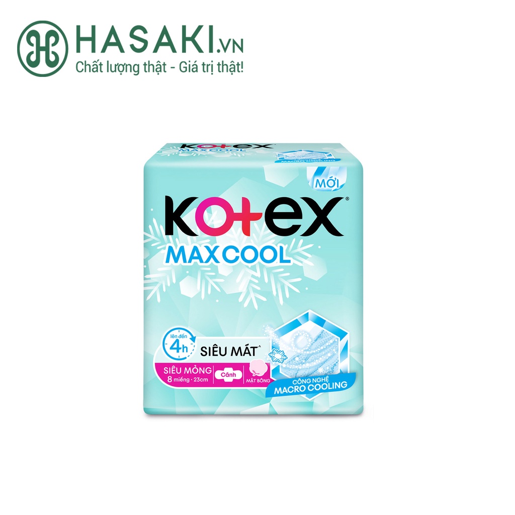 Băng Vệ Sinh Kotex Max Cool Siêu Mỏng Cánh 8 Miếng Max Cool