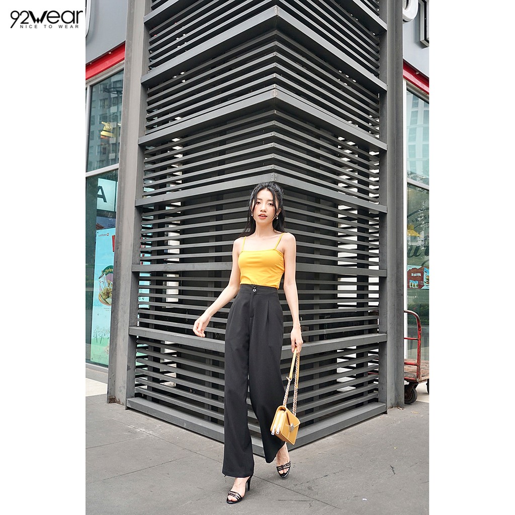 Quần tây nữ ống rộng 92WEAR thoải mái phù hợp công sở đi tiệc QAW0823 | BigBuy360 - bigbuy360.vn
