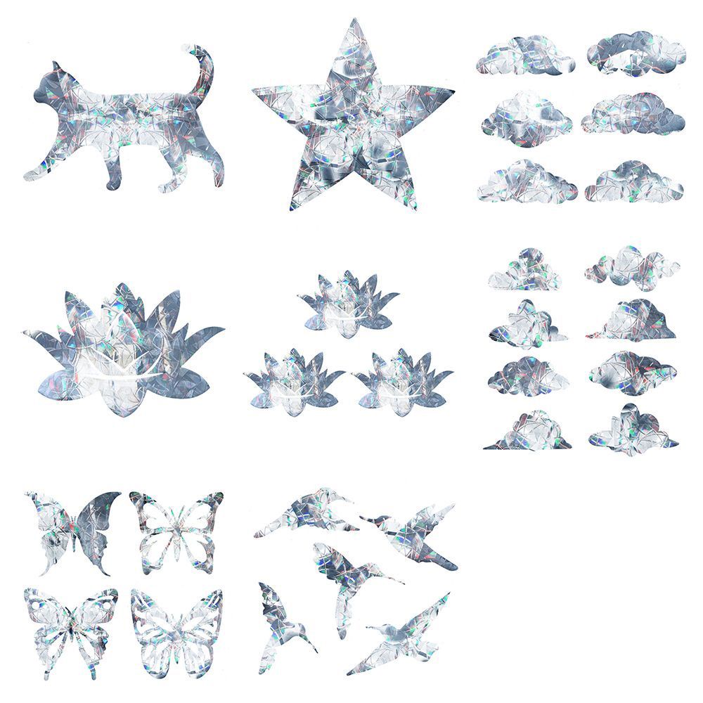 Miếng Dán Cửa Sổ Kính Hình Mèo/ Mặt Trăng Màu Cầu Vồng 3D Tháo Rời Được Tiện Dụng