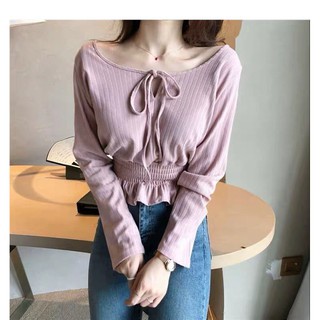 Áo Len Bẹt Vai Rút Dây Eo