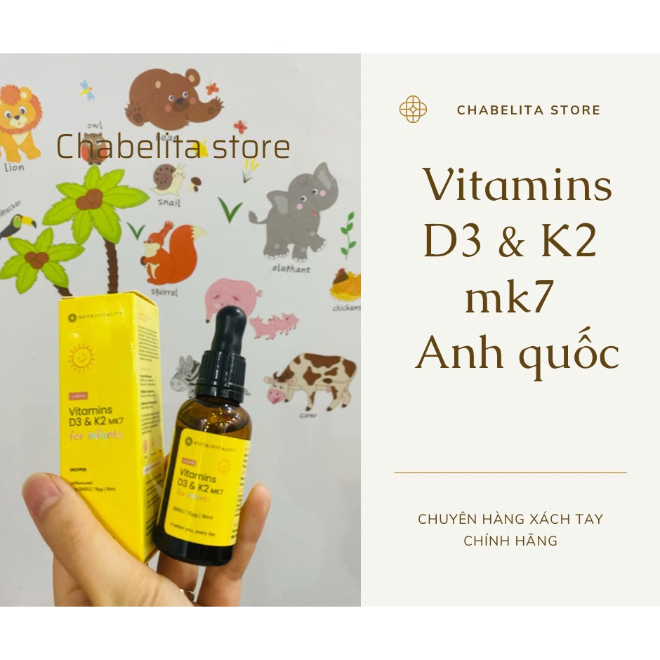 Vitamin D3 K2 MK7 Nutrivitality nội địa Anh 30ml