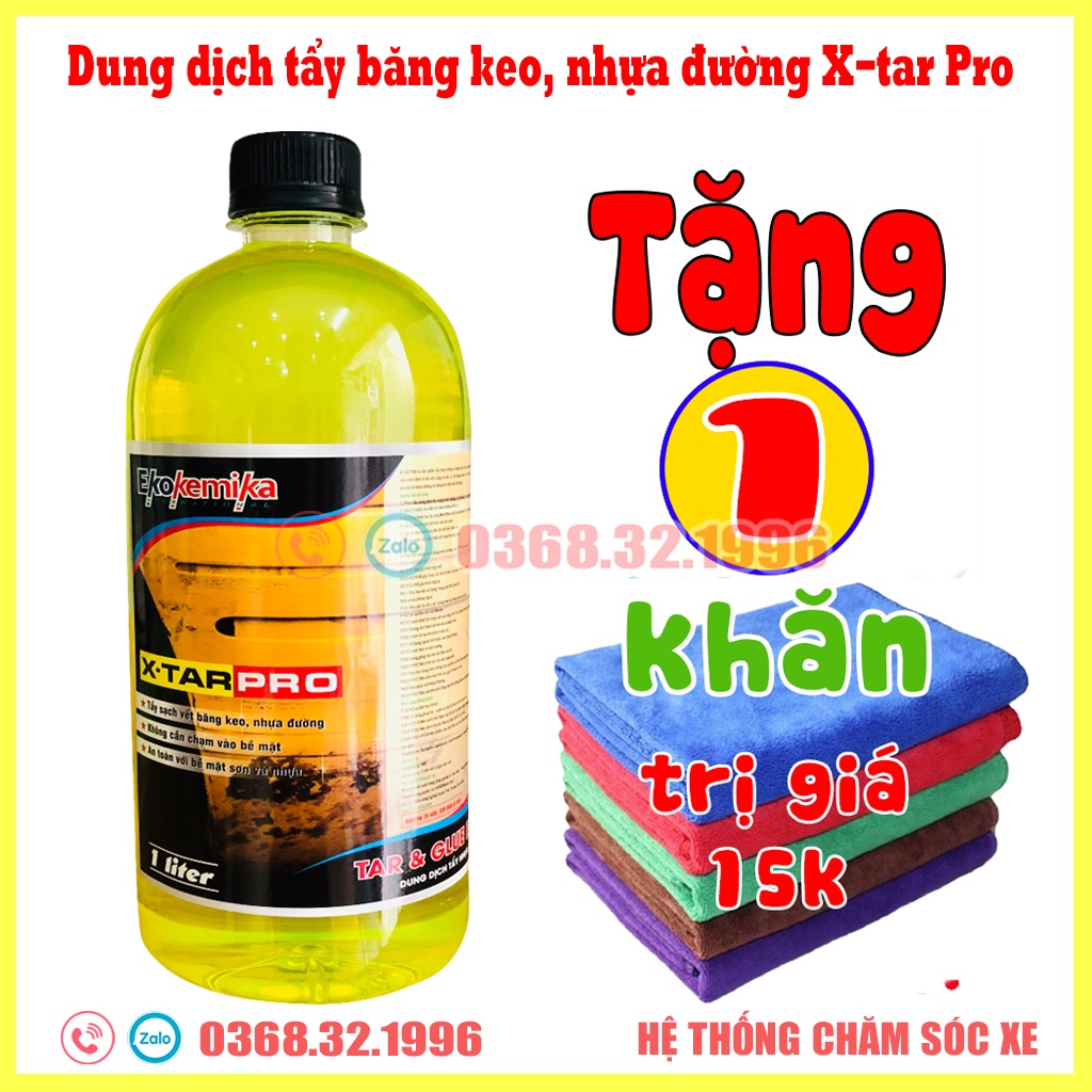 Dung Dịch Tẩy Băng Keo, Nhựa Đường Ô Tô, Xe Máy, Ekokemika XTAR PRO - 1L(chính hãng) Tặng 01 Khăn Lau Đa Năng