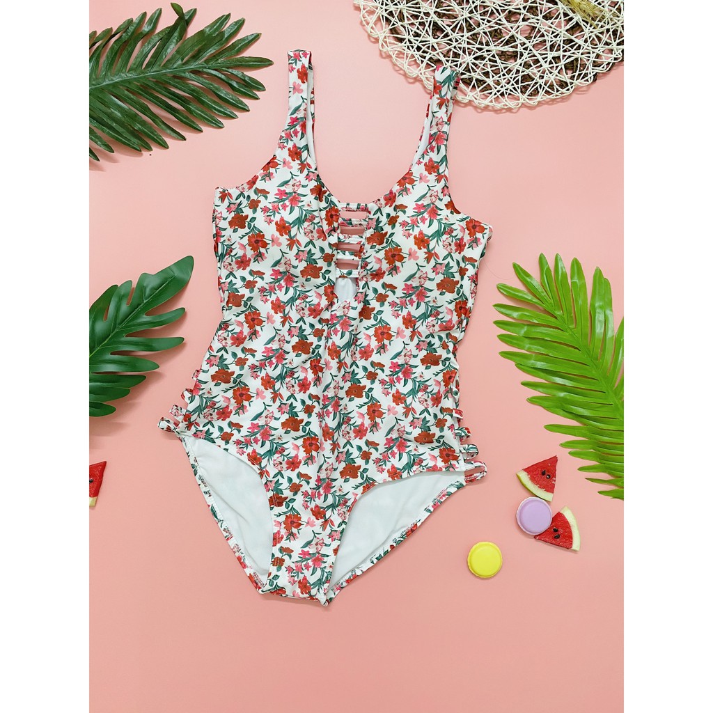 Bikini 1 mảnh khoét ngực, set bơi liền 2 dây đi biển cho nữ Bikini191