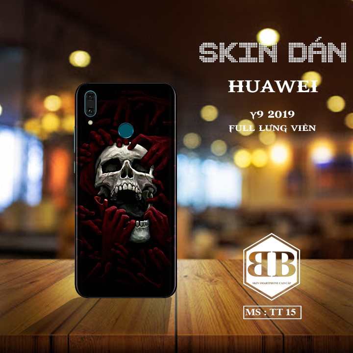 Bộ Skin Dán 3M Huawei Y9 2019 dán full lưng viền dùng thay ốp lưng điện thoại hình tử thần sống động
