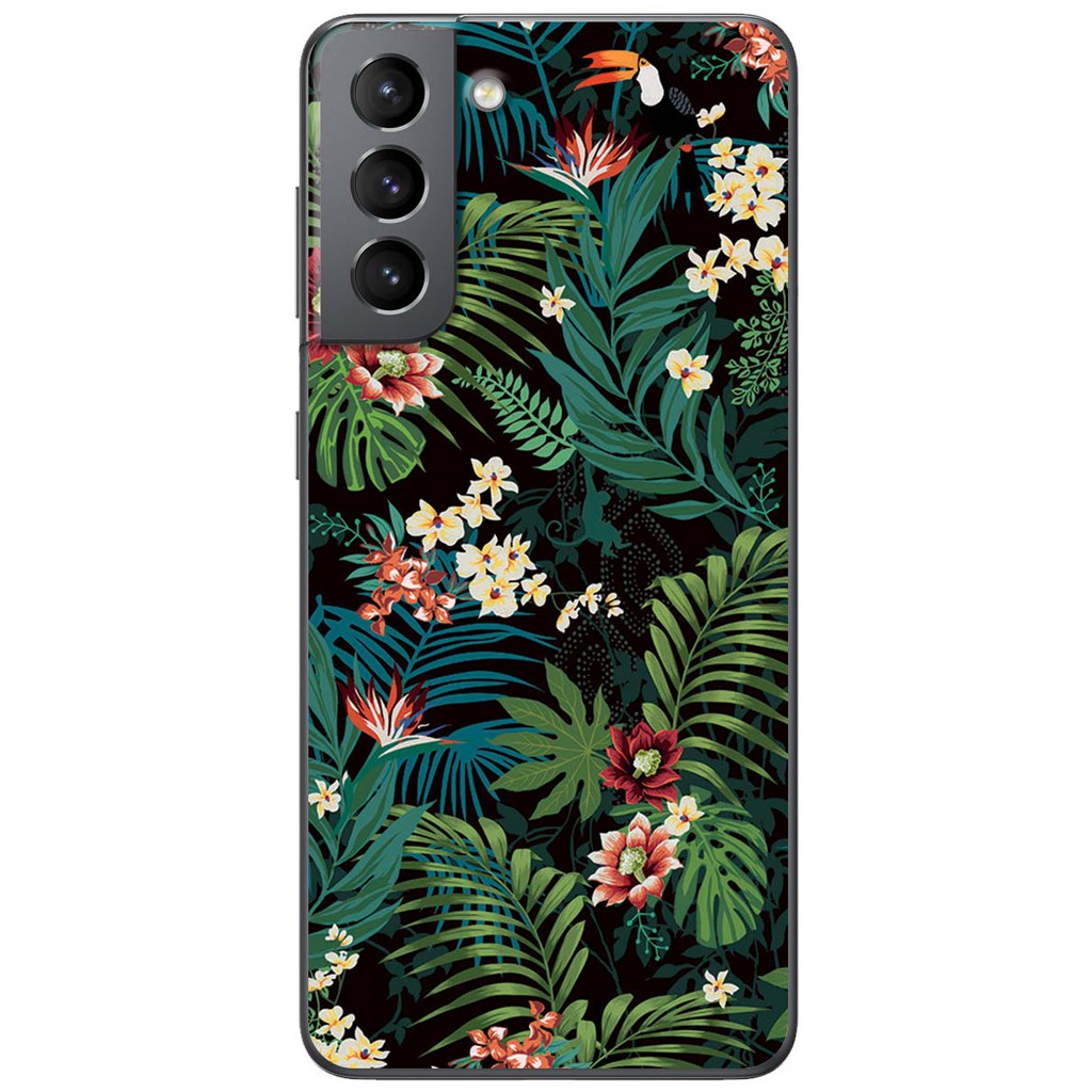 Ốp lưng nhựa dẻo Samsung Galaxy S21, S21 Plus, S21 Ultra Vẹt hoa lá