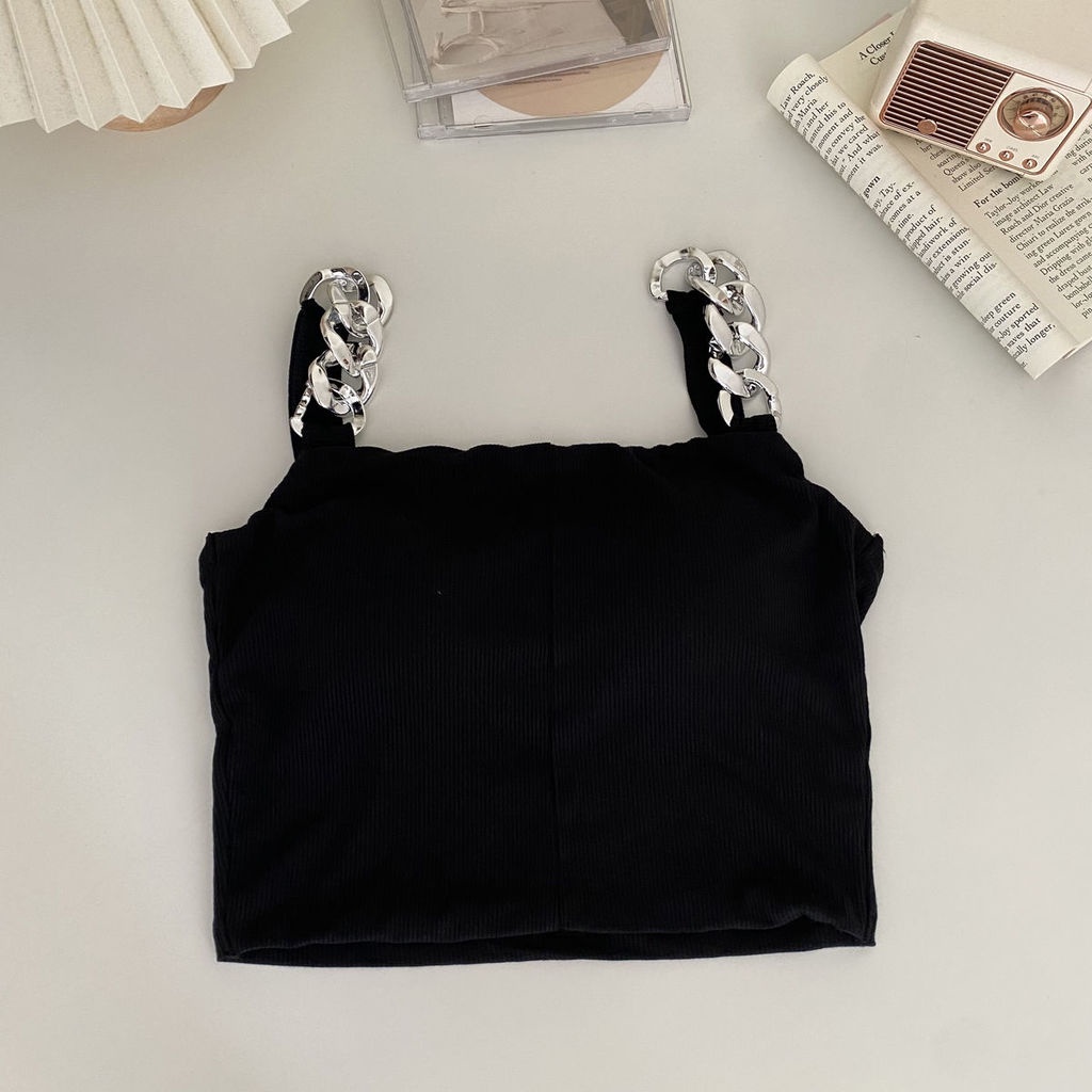 Áo Hai Dây Dáng Ôm Ngắn Màu Sắc Đơn Giản Thời Trang Mùa Thu Quyến Rũ Cho Nữ