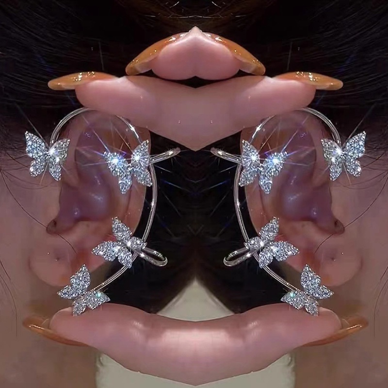 Bông Tai Hình Hoa Tuyết Đính Đá Lấp Lánh Không Xỏ Lỗ Thời Trang Nữ