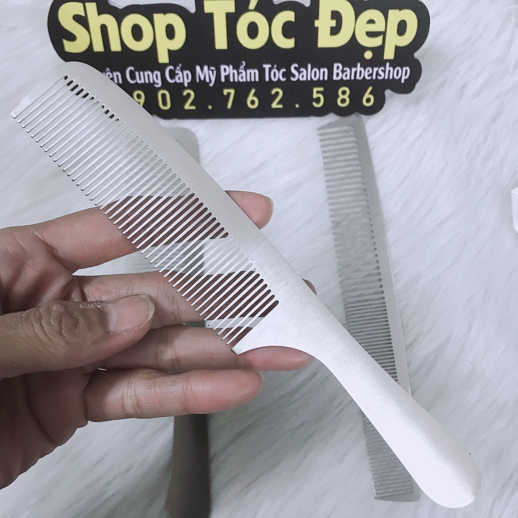 Lược Thép Cắt Tóc Nam Nữ chuẩn Barber, Lược Cắt Tóc Inox Bằng Thép Không Chải Cực Bám Tóc