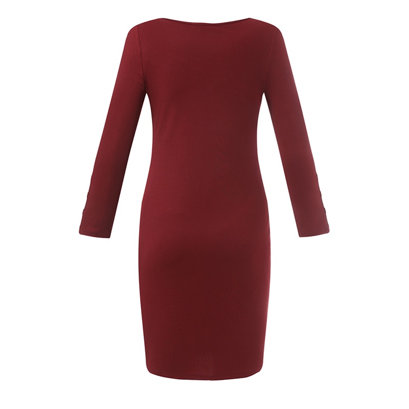 Đầm midi ZANZEA cổ tròn tay dài cài khuy màu trơn phong cách thanh lịch cho nữ