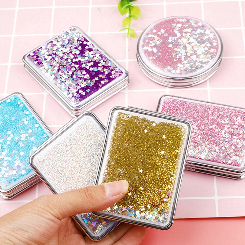 Gương mini thiết kế vỏ kim tuyến nước lấp lánh chất lượng cao