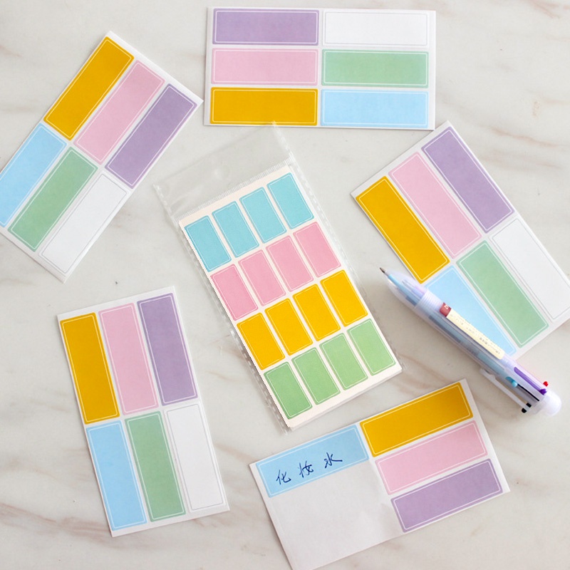 Set 10 tấm nhãn dán phân loại chống thấm nước màu sắc tinh khiết
