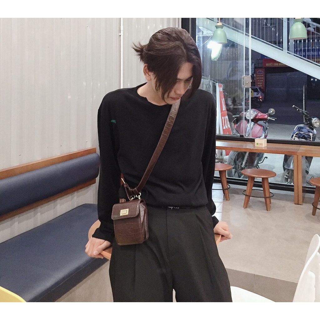 Áo Dài Tay Longtee Cotton Tăm xẻ tà Nam nữ Hàng thiết kế