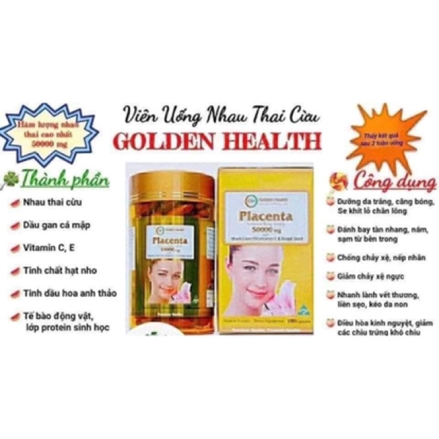 [Mã 77FMCGSALE giảm 8% đơn 500K] Nhau thai cừu Placenta Golden Healthy 50000mg 100 Viên - DATE XA - Beauty Shop | BigBuy360 - bigbuy360.vn
