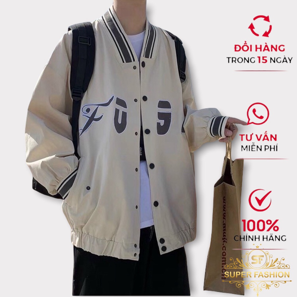 Áo Khoác Dù Nam Nữ Kiểu Bomber Nút Cài Phong Cách Bóng Chày Thời Trang Siêu Hót [SUPER FASHION]