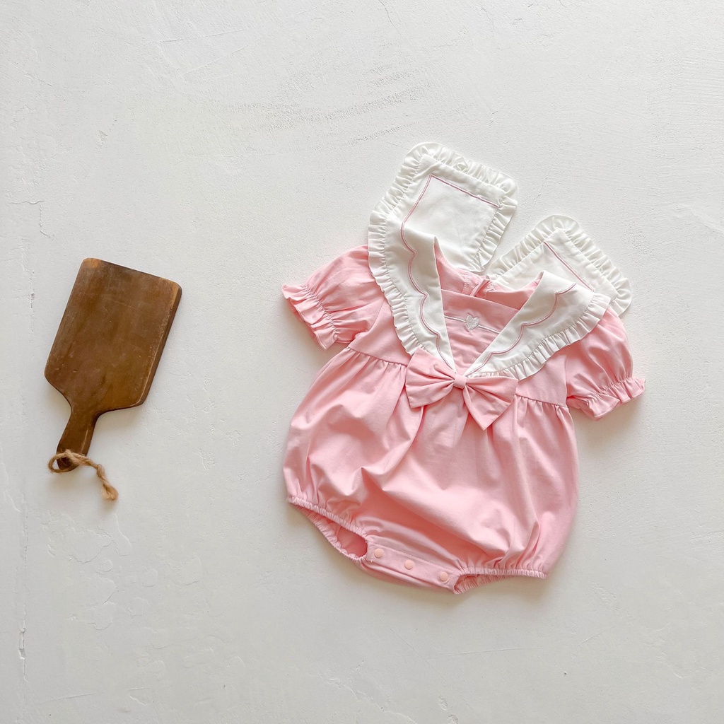 Áo Liền Quần Bằng Cotton Tay Ngắn Thời Trang Mùa Hè 2023 Dành Cho Bé Gái
