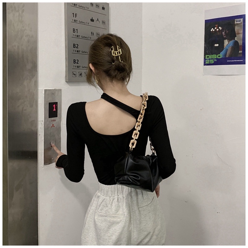 Áo thun lệch vai tay dài quyến rũ thời trang sành điệu cho nữ