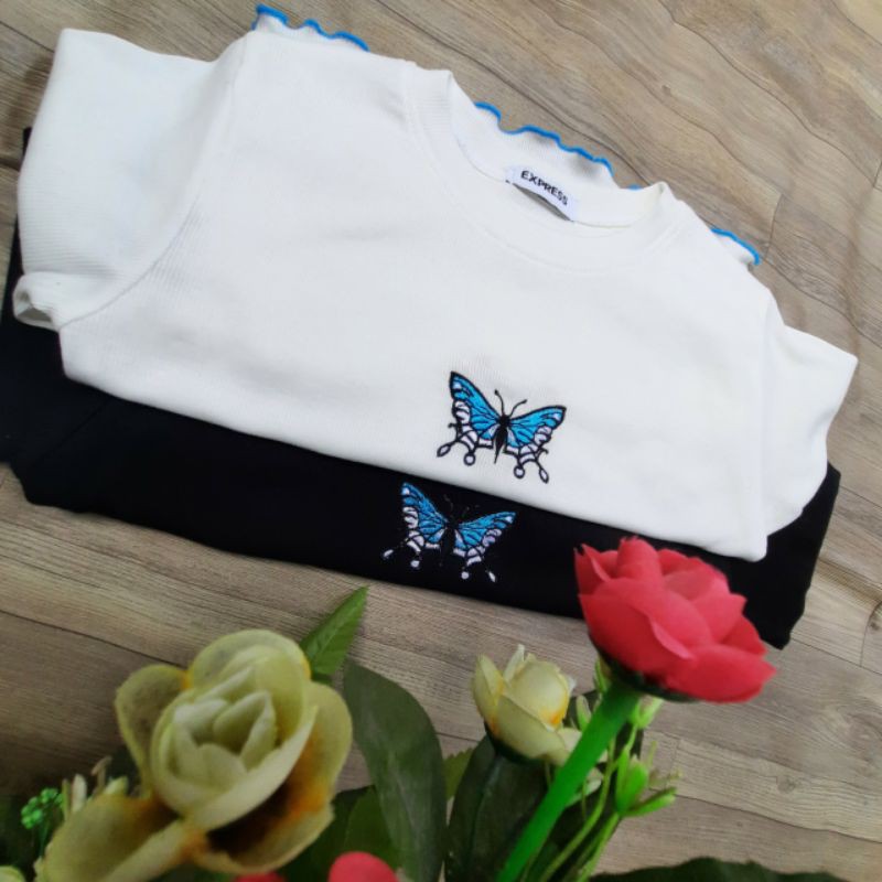 ÁO CROPTOP TAY DÀI THÊU BƯỚM CUỐN BIÊN A2 | BigBuy360 - bigbuy360.vn