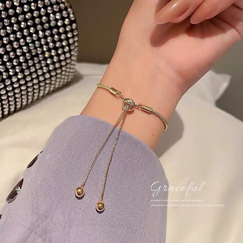 Vòng tay lắc tay đá xi mạ cao cấp màu vàng sang trọng