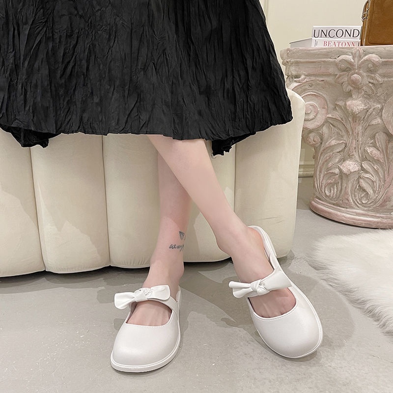 Dép Bít Mũi Đính Nơ Phong Cách Hàn Quốc Thời Trang Cho Nữ