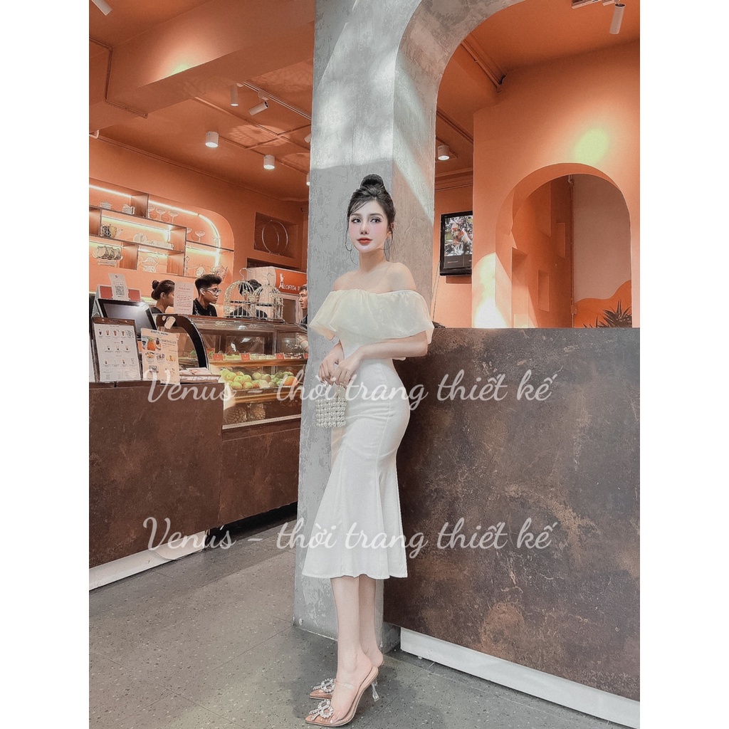 VÁY ĐUÔI CÁ BÈO TRẮNG ĐEN - VENUS DESIGN