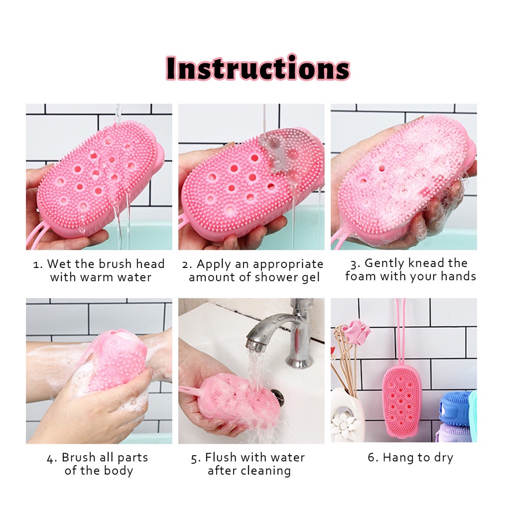 Bàn chải tắm massage hai mặt Chất liệu silicone NHẬT BẢN mềm mại đựng xà phòng tạo bọt tẩy da chết BC1 SUVADO