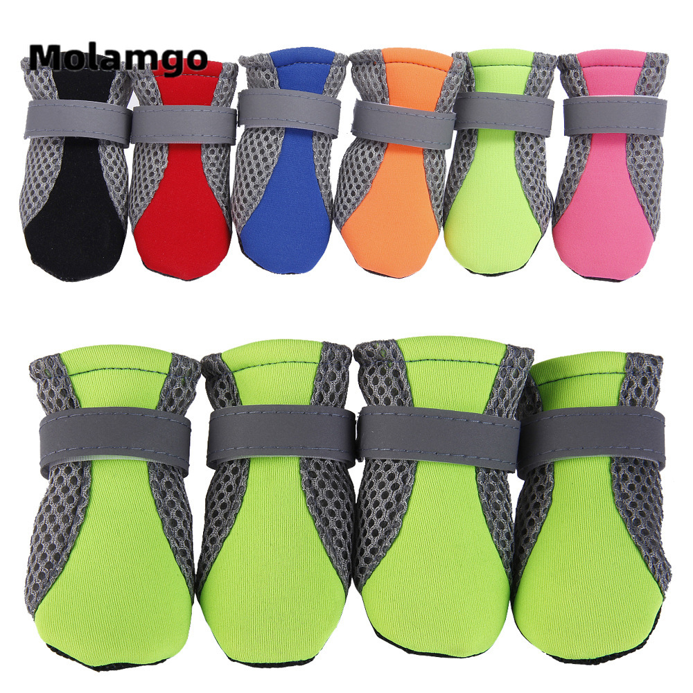 Set 4 chiếc giày vải lưới đáng yêu thoáng khí bảo vệ bàn chân cún cưng