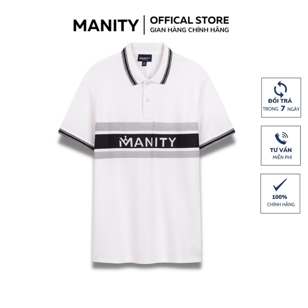 Áo polo nam cổ bẻ slogan MANITY vải cá sấu Cotton xuất khẩu,chuẩn form, sang trọng - PLM0005