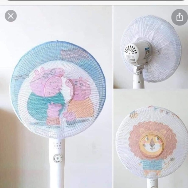 Lưới vải bọc quạt giữ an toàn cho bé với nhiều hình đáng yêu .ĐTBX!