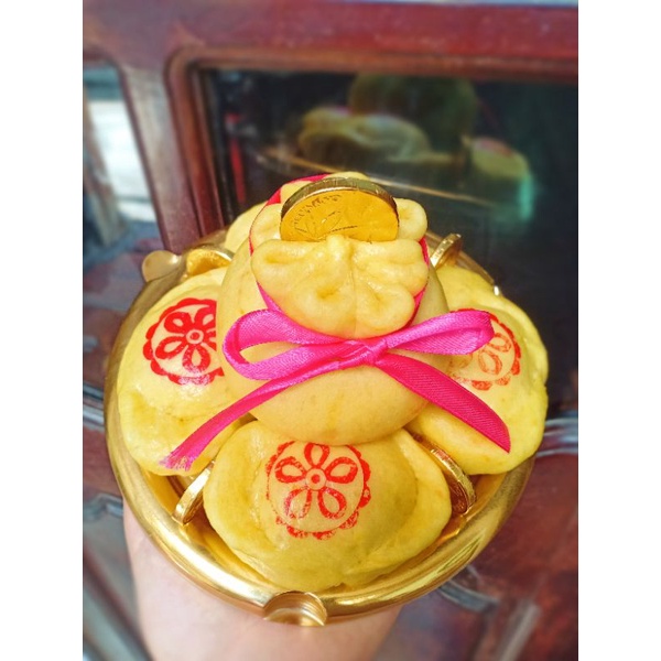 Bánh bao đào tiên, túi tiền và thỏi vàng set 5 quả
