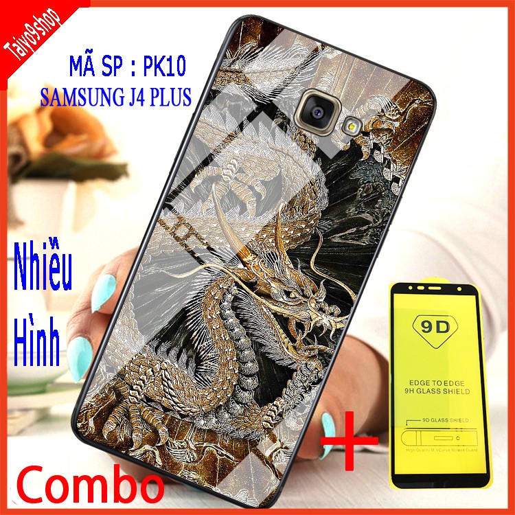 COMBO ỐP LƯNG SAMSUNG J4 PLUS (ốp lưng kính 3D thế hệ mới + tặng kèm 1 cường lực full màn hình)