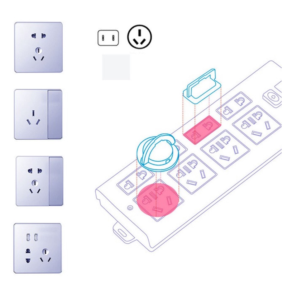 Set 6c nắp che ổ cắm điện an toàn (tránh cho em bé chọc vô ổ điện)