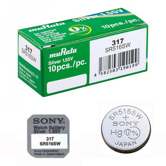 Pin đồng hồ MURATA Sony 317 SR516SW oxit bạc Made in Japan chính hãng thumbnail
