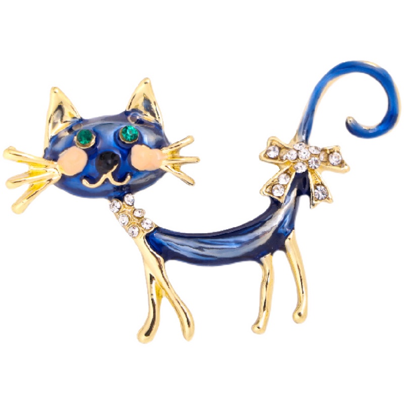 Ghim Cài Áo Hình Mèo Đính Đá Dễ Thương