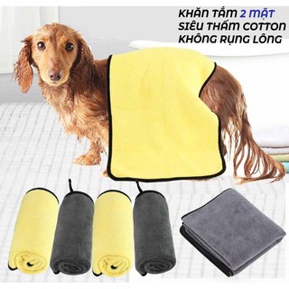 Khăn tắm hai mặt coton siêu thấm, không rụng lông