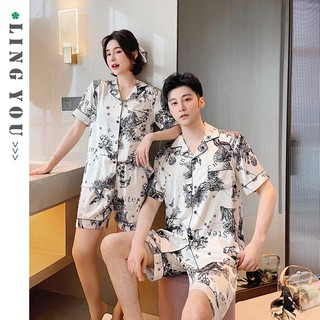 Đồ bộ Pyjamas áo cộc quần đùi cho các cặp đôi - Đồ mặc nhà chất lụa siêu mát