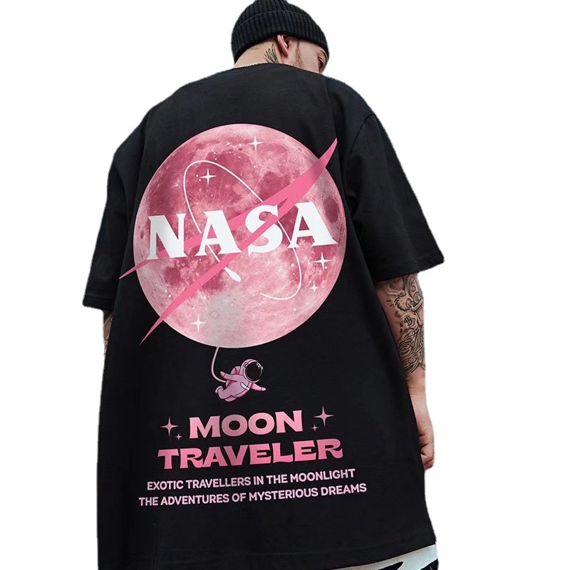 Áo Thun Tay Ngắn Cổ Tròn Dáng Rộng In Hình Phi Hành Gia Thời Trang Mùa Hè Cho Nam Giới Size M-8XL