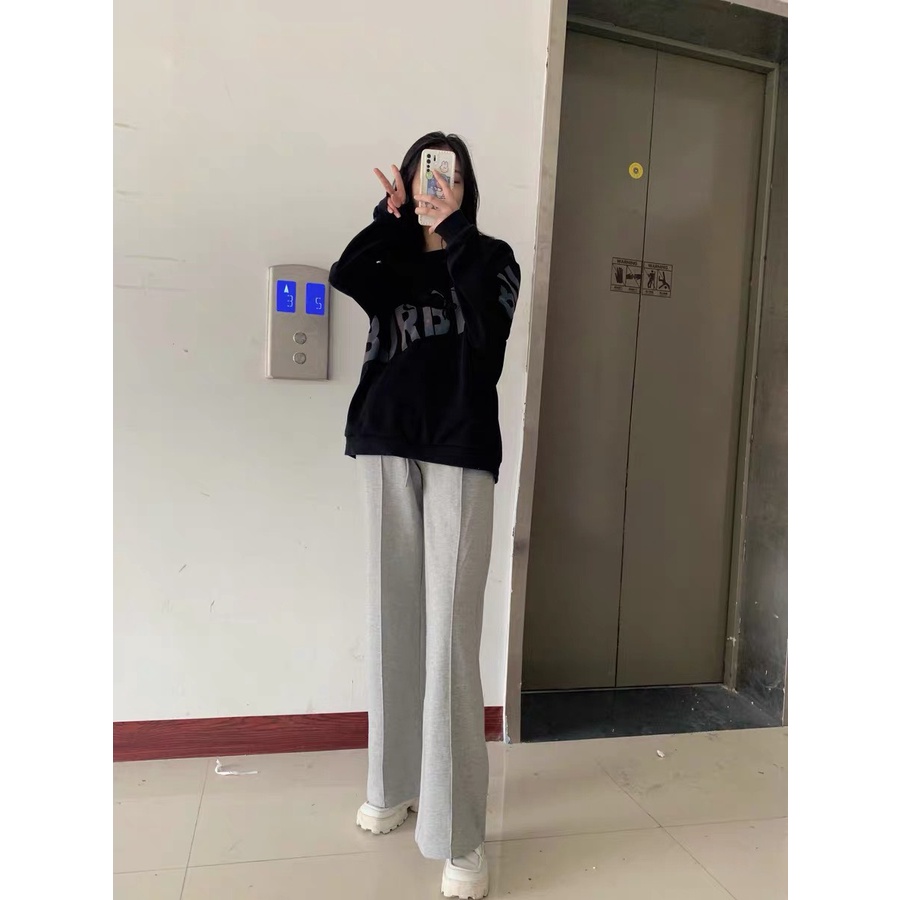 Quần Nỉ Ống Đứng Nữ Nam Xám Nhạt Đen Trơn Ulzzang Form Rộng Ống Xuông Unisex Basic Streetwear®. QNX01