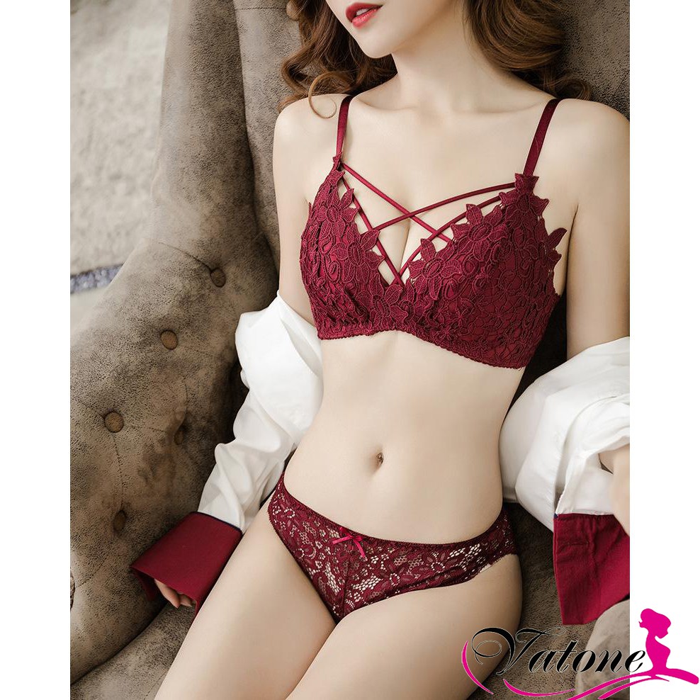 Bộ đồ lót nữ Vacone bộ lót ren đệm mỏng dây đan ngực sexy LR01 | BigBuy360 - bigbuy360.vn