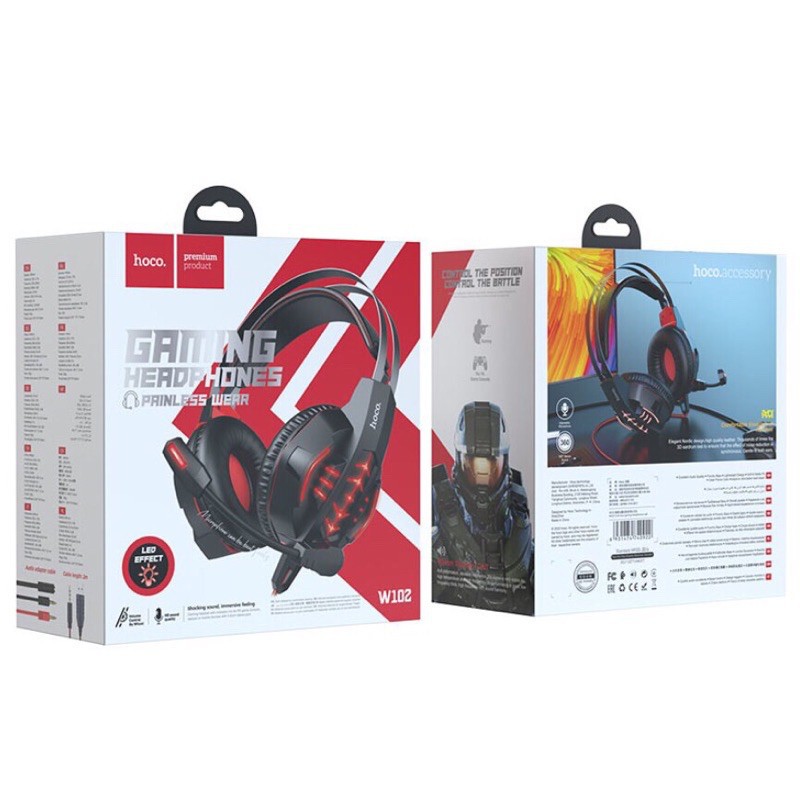 Tai nghe chụp tai gaming chính hãng cho điện thoại máy tính Hoco W102 - Bảo hành 12 tháng