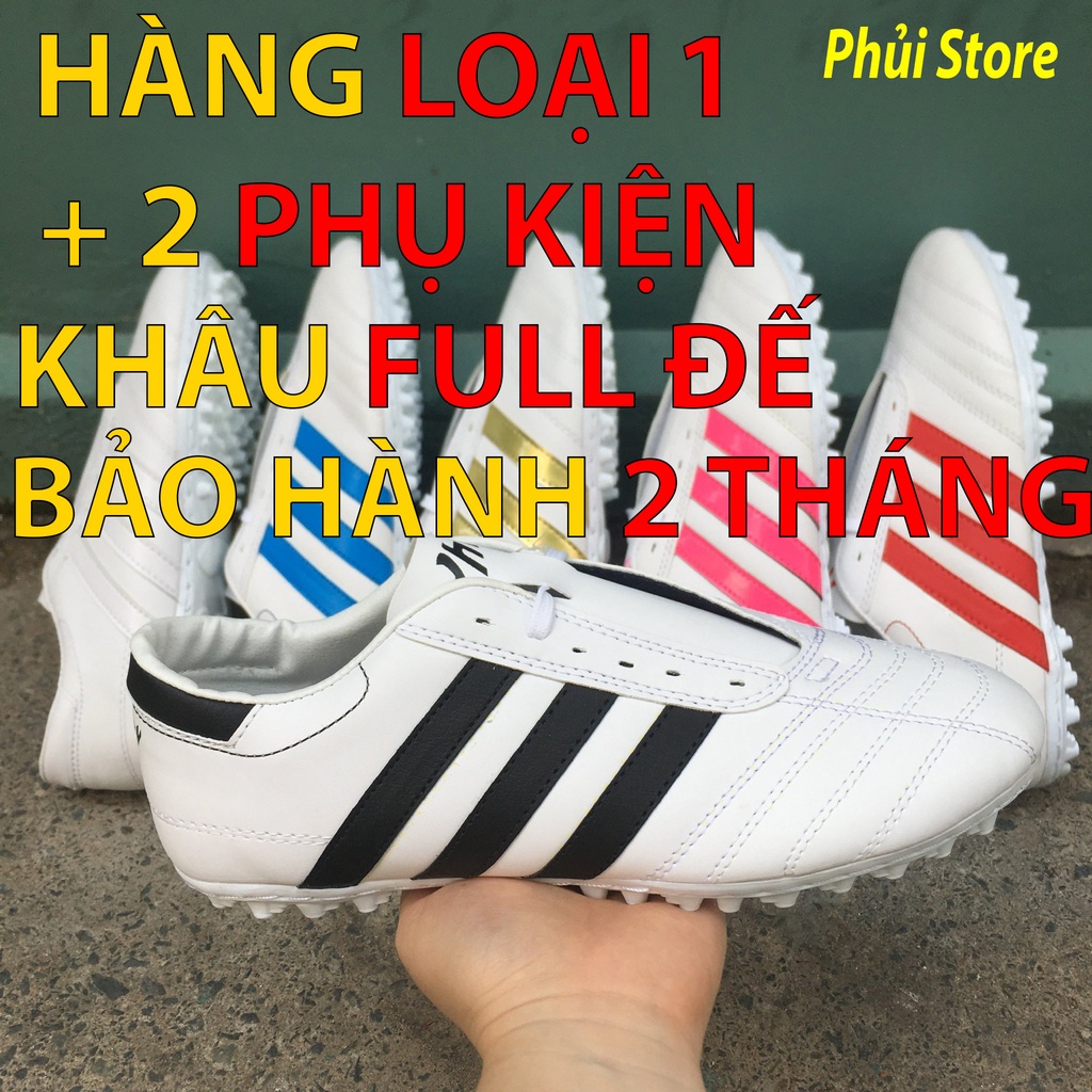 Giày đá banh CT3 Trắng sọc Đen, Khâu Toàn Bộ Đế, Bảo Hành 2 Tháng, tặng 2 phụ kiện túi rút + vớ ngắn