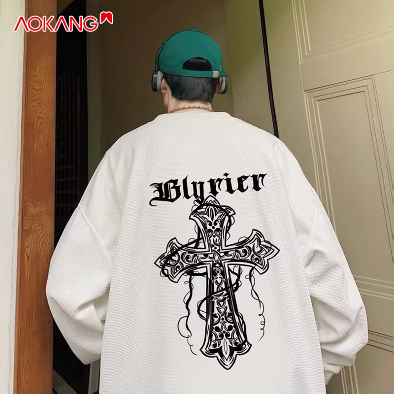 Áo sweatshirt AOKANG tay dài cổ tròn phong cách Hàn Quốc Hong Kong thời trang dành cho nam