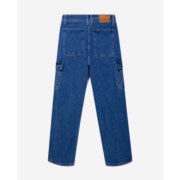 OWL BRAND ® CARGO RELAX JEANS - Quần jeans nam, dài túi hộp ống rộng / Xanh đậm - OWL111021