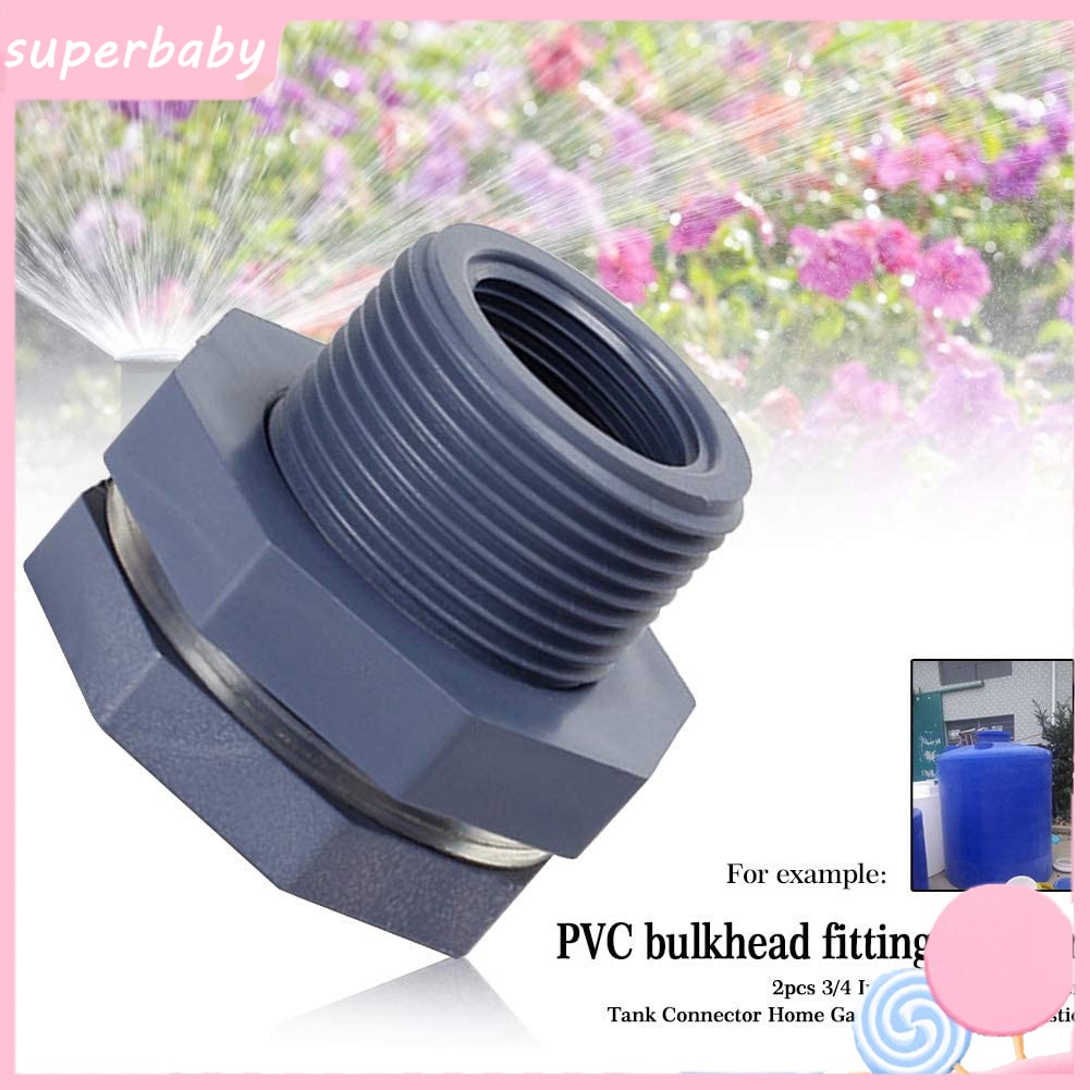 Set 2 Đầu Nối Ống Nước Bằng Nhựa PVC 3 / 4 Inch Kèm Vòng Đệm