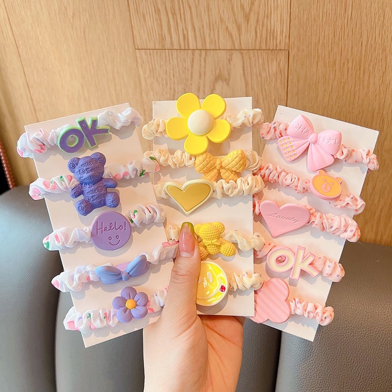 Set 5 chun buộc tóc gắn charm dễ thương