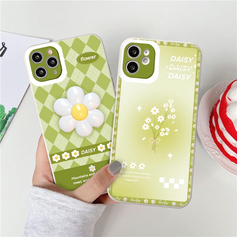 Ốp iphone - Ốp lưng iphone cạnh vuông viền camera Daisy flower dành cho ip 6 đến 14promax - ng001