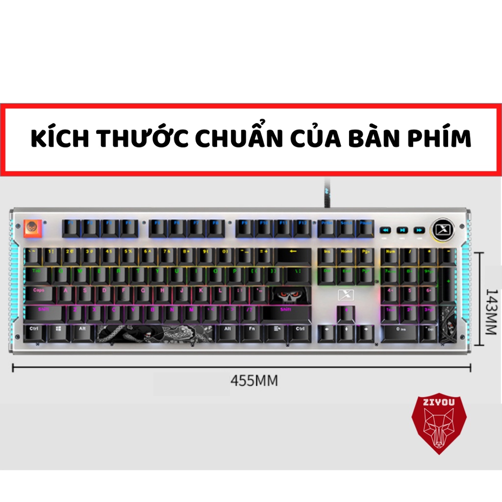 Bàn phím cơ máy tính gaming ZIYOU K968 PRO 2021 có 25 chế độ led RGB cực đẹp, chiến game cực đã cho pc, laptop, ...