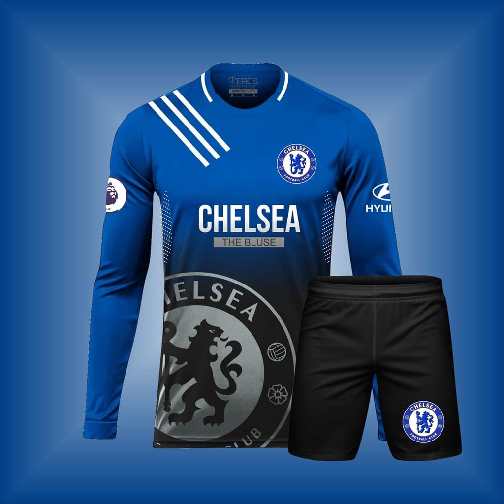 Áo Bóng Đá thủ môn, Áo Tay dài CHELSEA, thun lạnh mát mịn, co giãn cực kì thoái mái - màu xanh