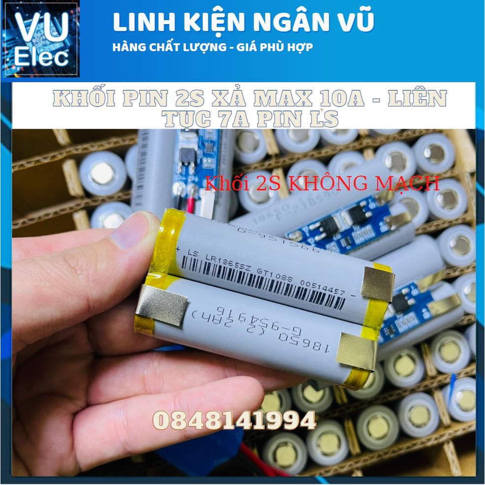 Khối pin 2S /3S /4S 2600mAH - 10A / 25A. Được đóng từ cell pin Lithium 18650 Mới. Có mạch bảo vệ