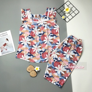 Bộ lanh mặc nhà, đồ bộ tole nữ SHOP5SAO quần lửng có 2 túi (50-56kg)