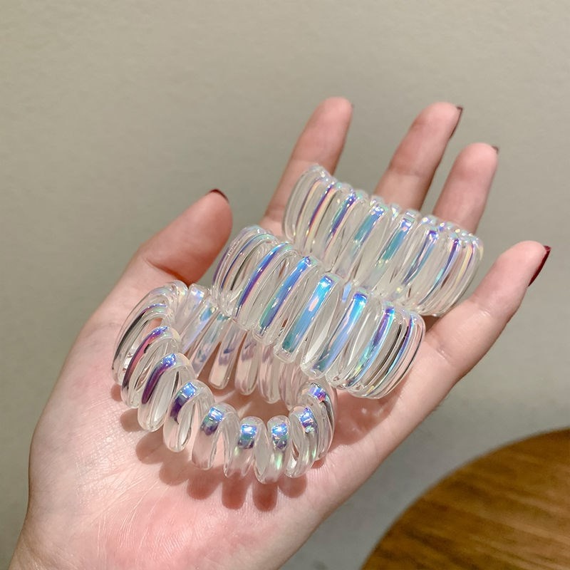 Dây Buộc Tóc Co Giãn Trong Suốt Họa Tiết Hình Học Thời Trang Cổ Điển